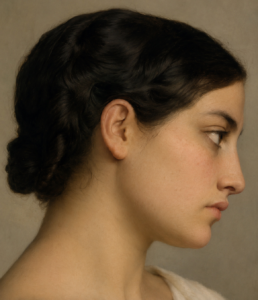 Head of an Italian woman in profile, Théodore Chassériau - AI Reconstruction