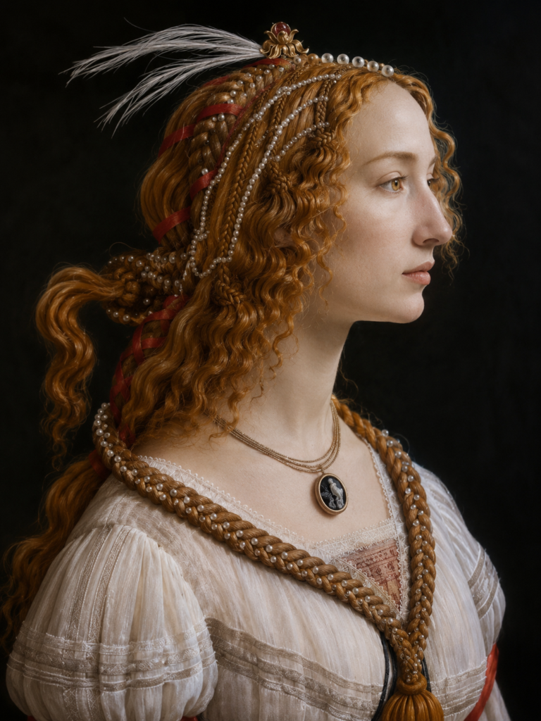 Portrait of Simonetta Vespucci as a Nymph by Sandro Botticelli - AI Reconstruction