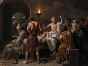 The Death of Socrates by Jacques-Louis David - AI Reconstruction