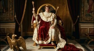 Napoleon on his imperial throne by Jean Auguste Dominique Ingres - AI Reconstruction